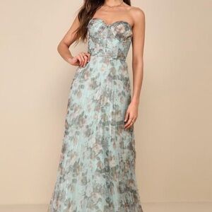LULUS Floral Strapless Maxi Dress